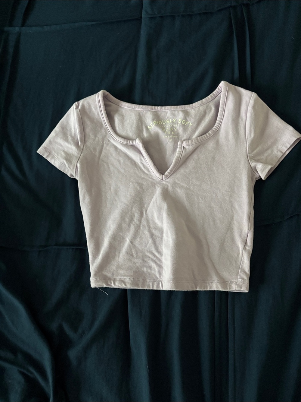 Aeropostale Light Lavender Scoop V-Notch Cropped Tee
